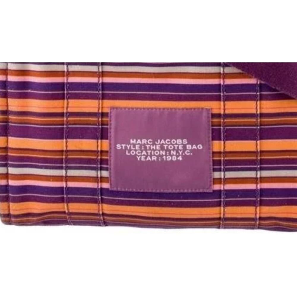 Marc Jacobs Luxury The Tote Bag Purple Striped Canvas *RARE* (MJXX141) - Picture 5 of 6